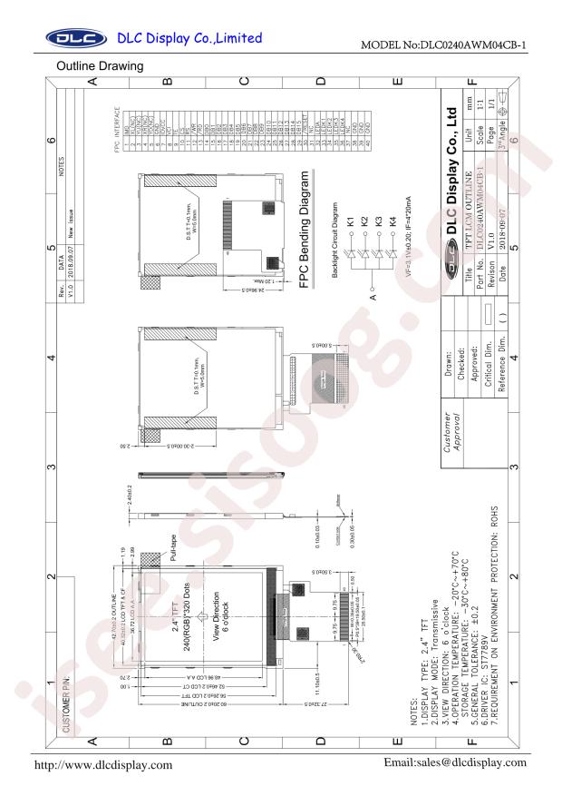 DLC Display DLC0240AWM04CB-1
