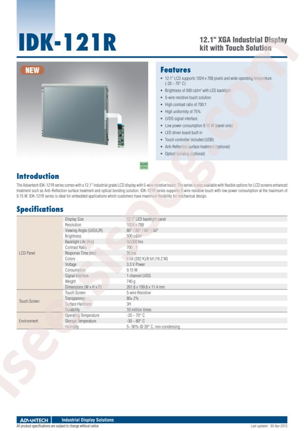ADVANTECH IDK-121R-42XGA1