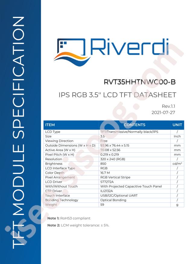 Riverdi RVT35HHTNWC00-B
