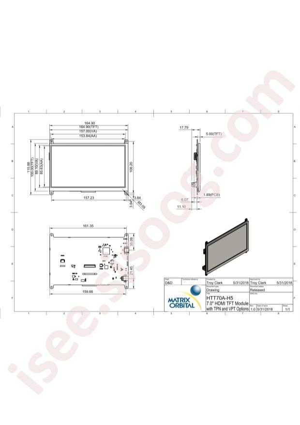 Matrix Orbital HTT70A-TPN-BLM-B0-H5-CH-V5