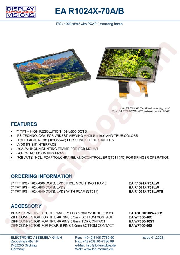Display Visions EA R1024X-70BLWTS
