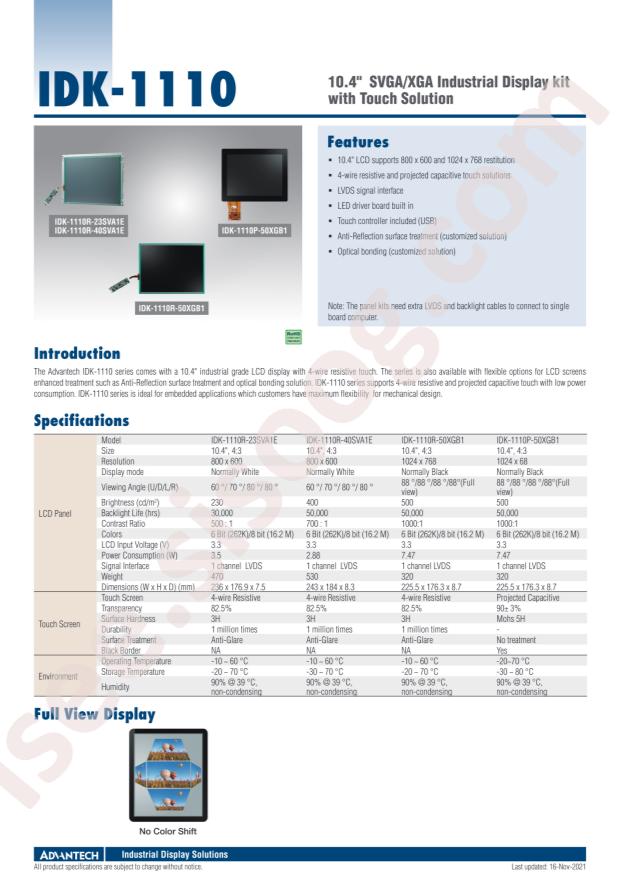 ADVANTECH IDK-1110R-23SVA1E