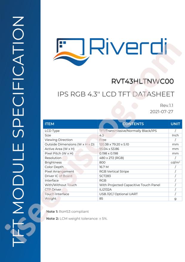Riverdi RVT43HLTNWC00