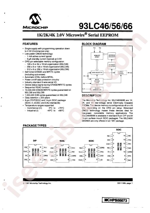MICROCHIP 93LC66-I/SL
