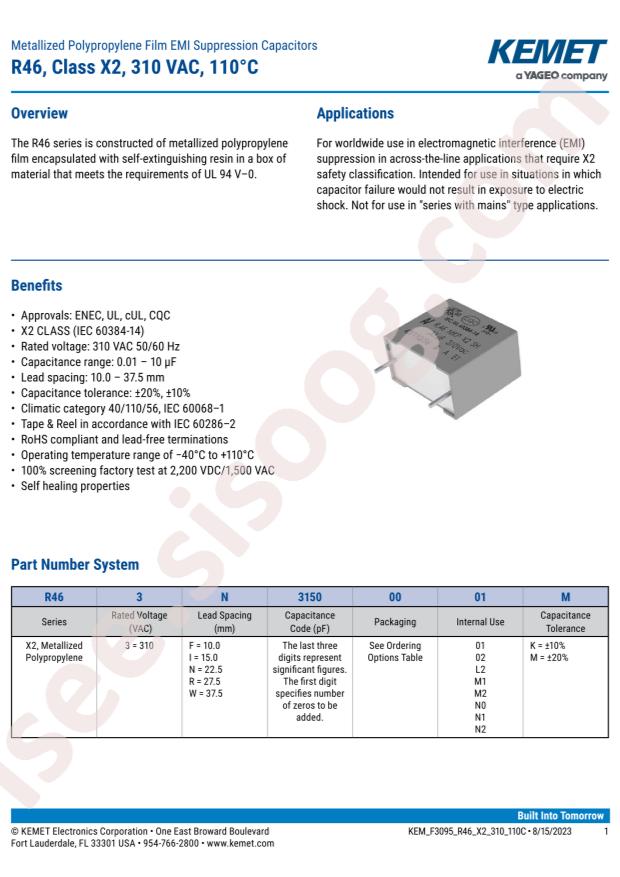 KEMET R463N368040M2M
