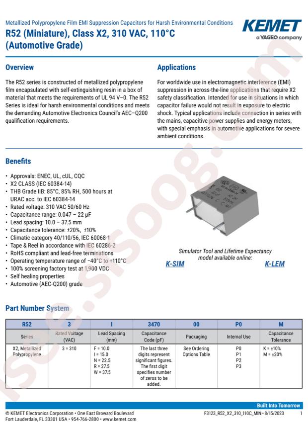 KEMET R523I347050P0K