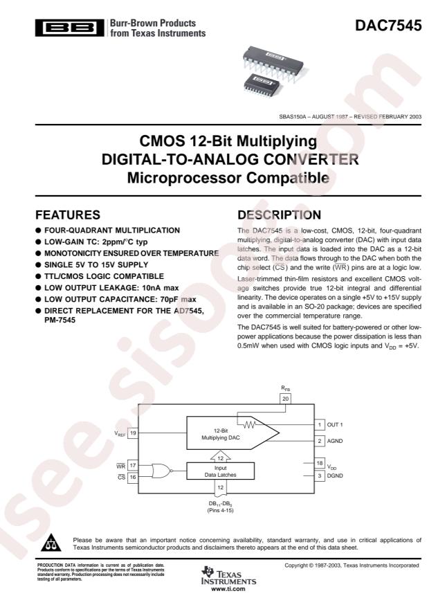 TI DAC7545KU