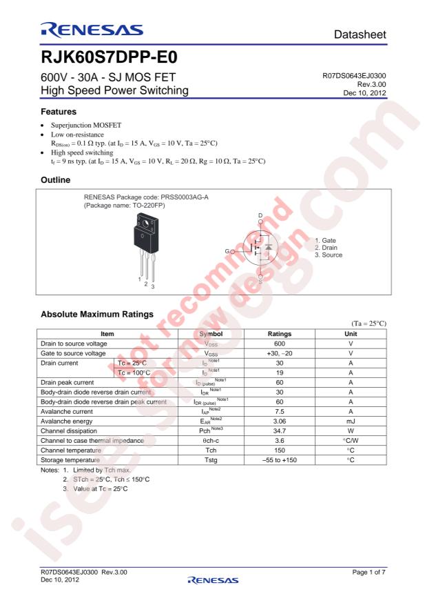 RENESAS RJK60S7DPP-E0#T2