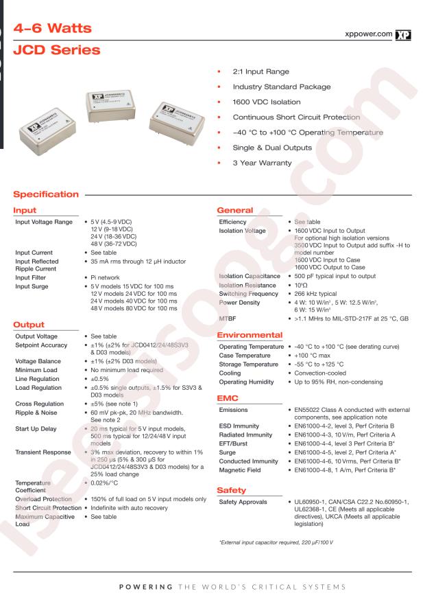 XP Power JCD0648D15