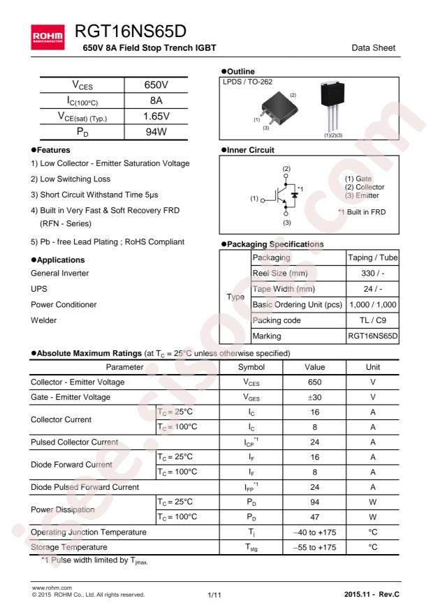 ROHM RGT16NS65DGTL
