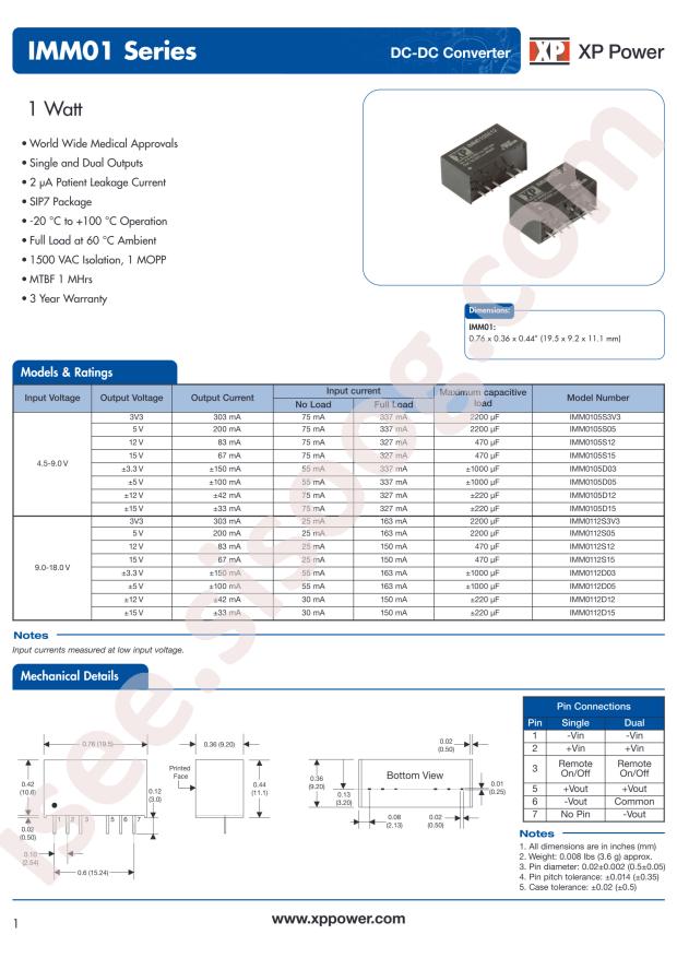 XP Power IMM0105S3V3