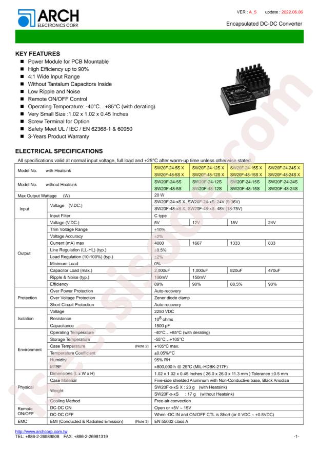 ARCH SW20F-48-12S