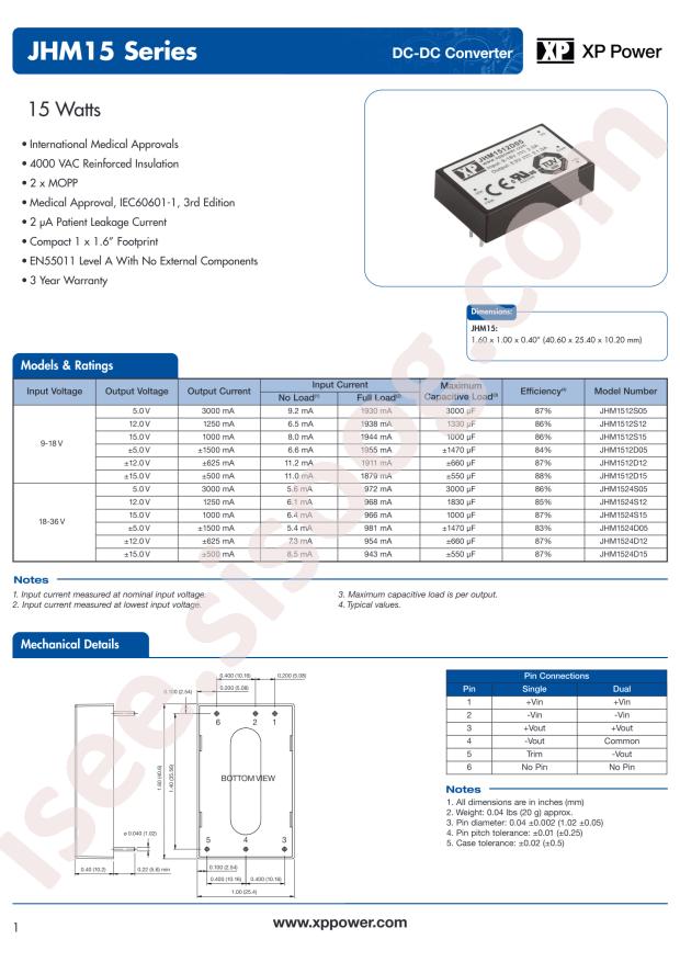 XP Power JHM1512S05