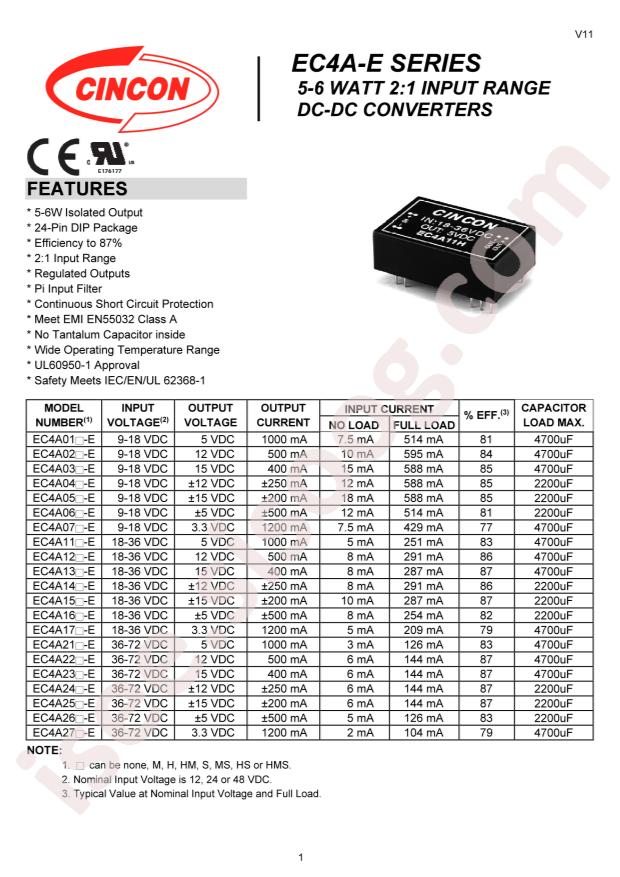 Cincon Electronics Co. LTD EC4A06-E