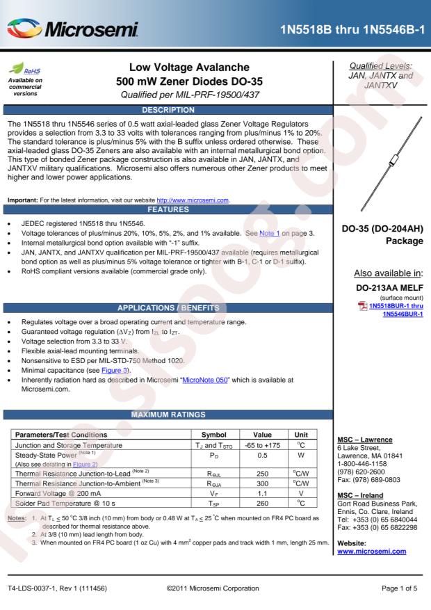 MICROCHIP 1N5540A