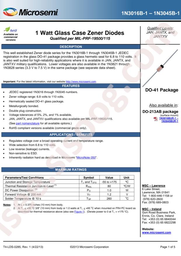 MICROCHIP JAN1N3032C-1/TR