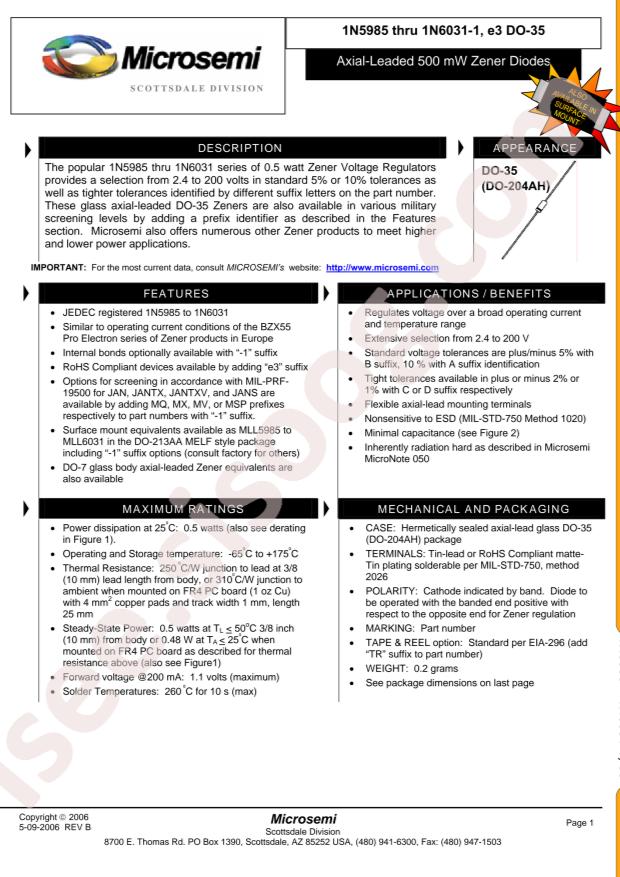MICROCHIP 1N5985D