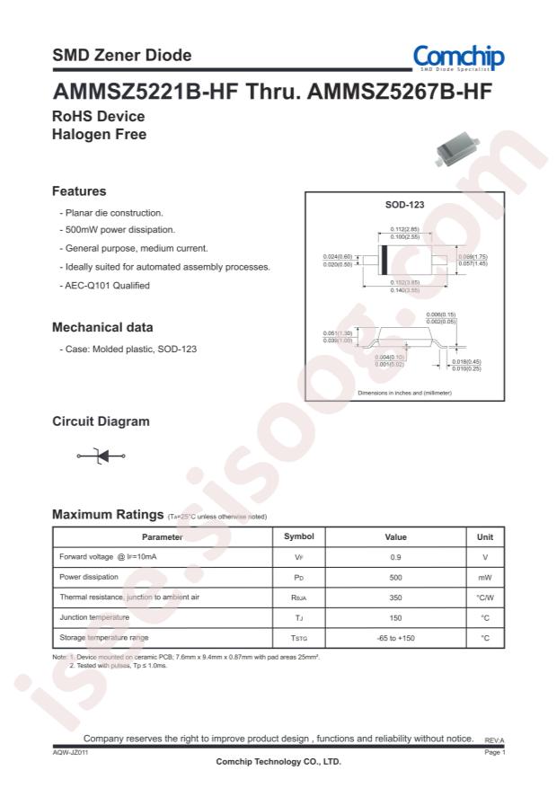 Comchip AMMSZ5242B-HF