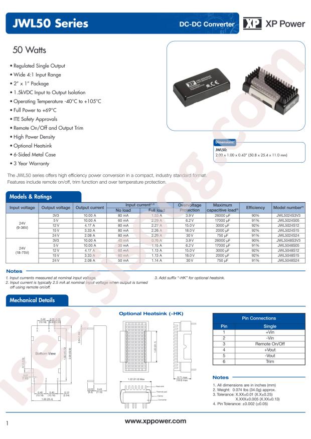 XP Power JWL5048S3V3