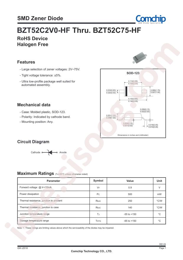 Comchip BZT52C8V2-HF
