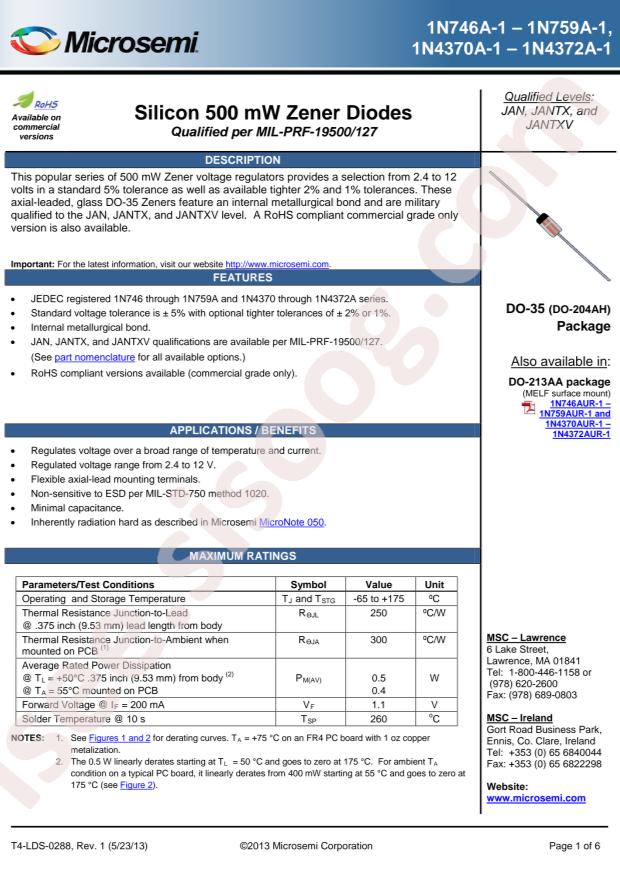 MICROCHIP 1N752