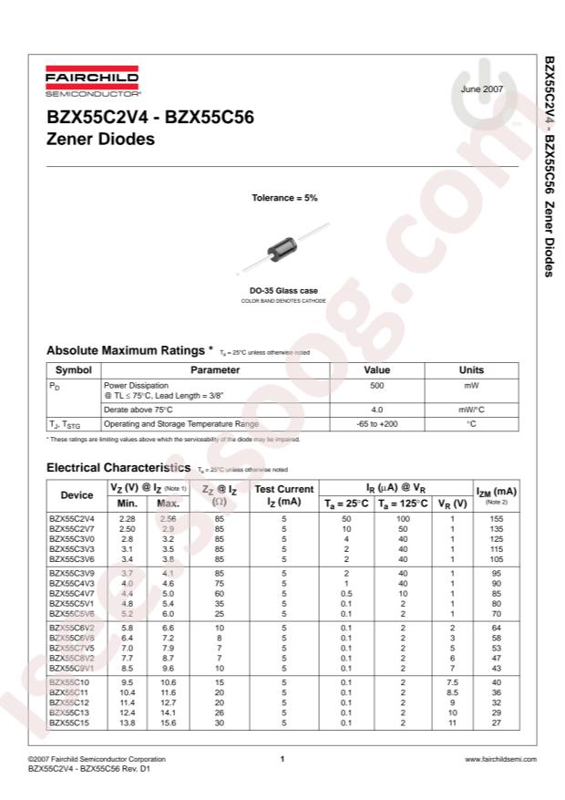 onsemi BZX55C39