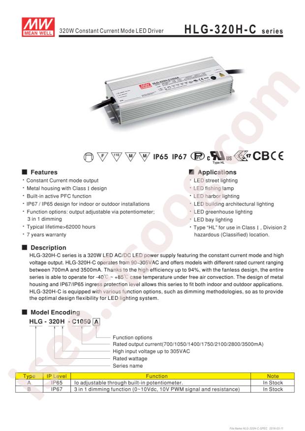 MEAN WELL HLG-320H-C2100A