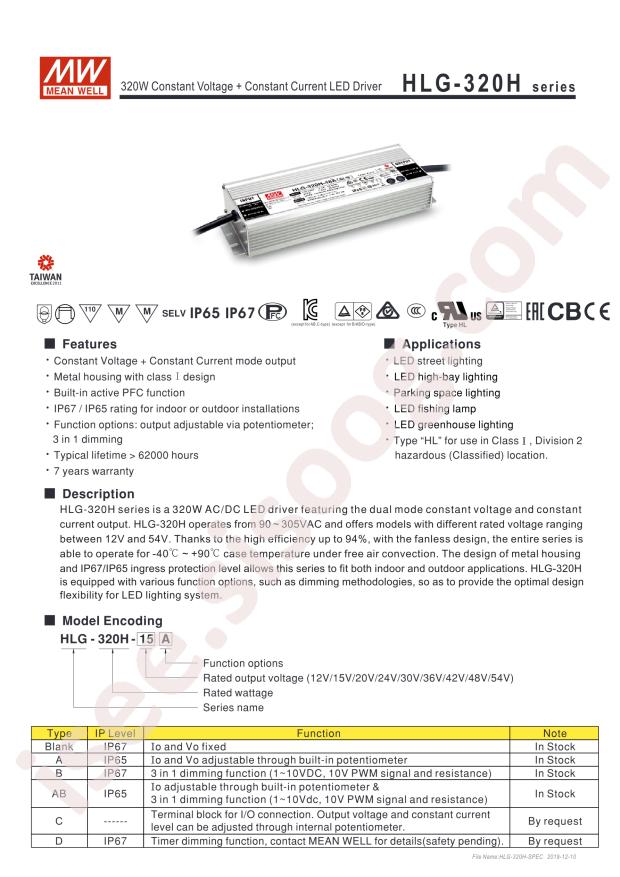 MEAN WELL HLG-320H-24A