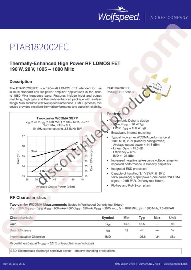 Wolfspeed PTAB182002FC-V1-R250