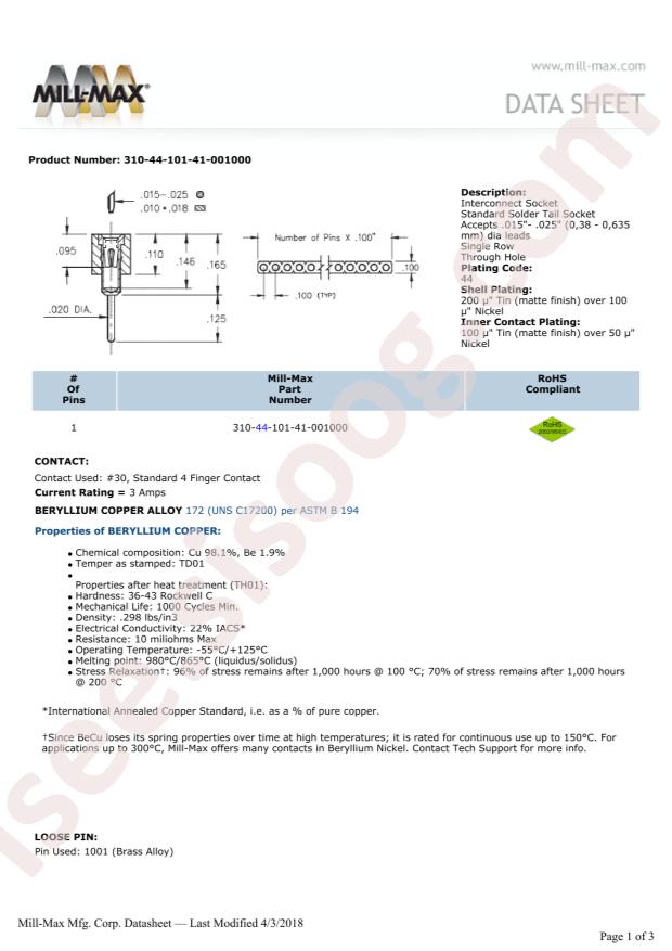 Mill-Max Mfg. Corp. 310-44-101-41-001000
