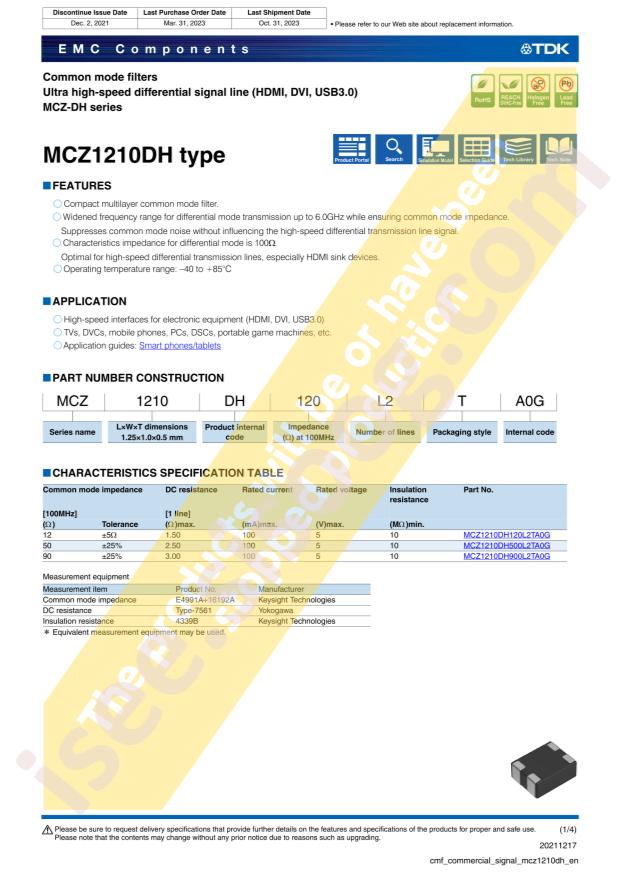 TDK MCZ1210DH120L2TA0G