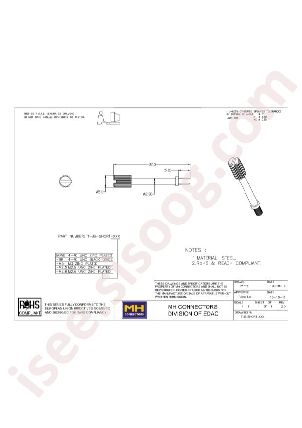 MH CONNECTORS T-JS-SHORT