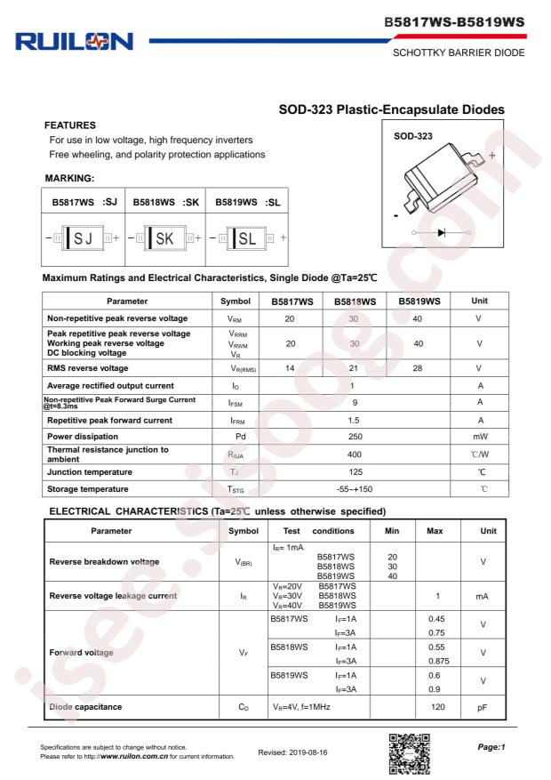 RUILON B5819WS SOD-323