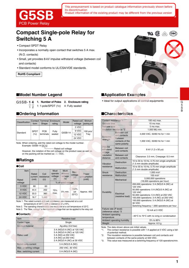 OMRON G5SB-14-12VDC