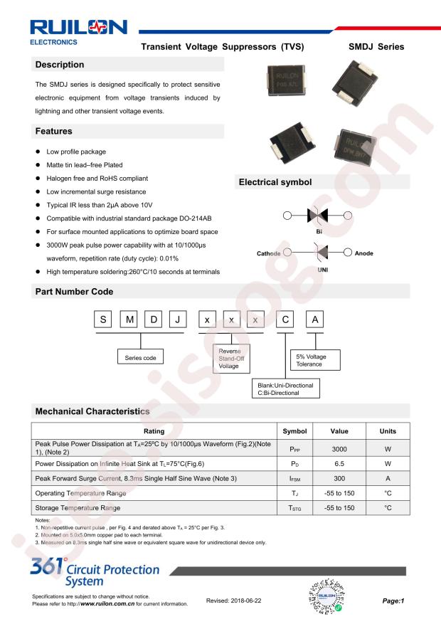 RUILON SMDJ15CA
