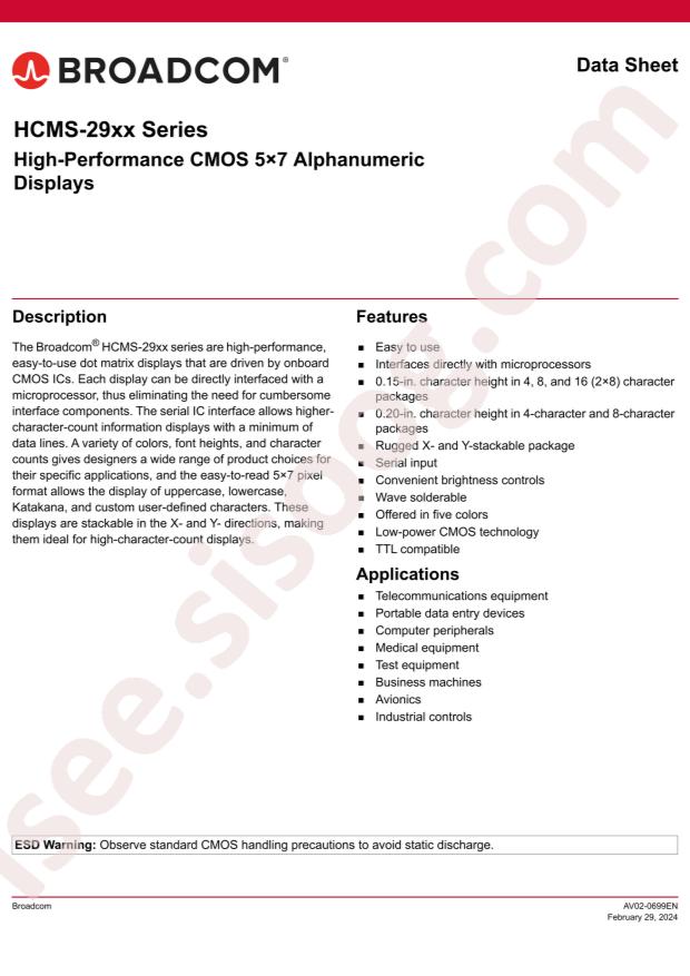 Broadcom HCMS-2922