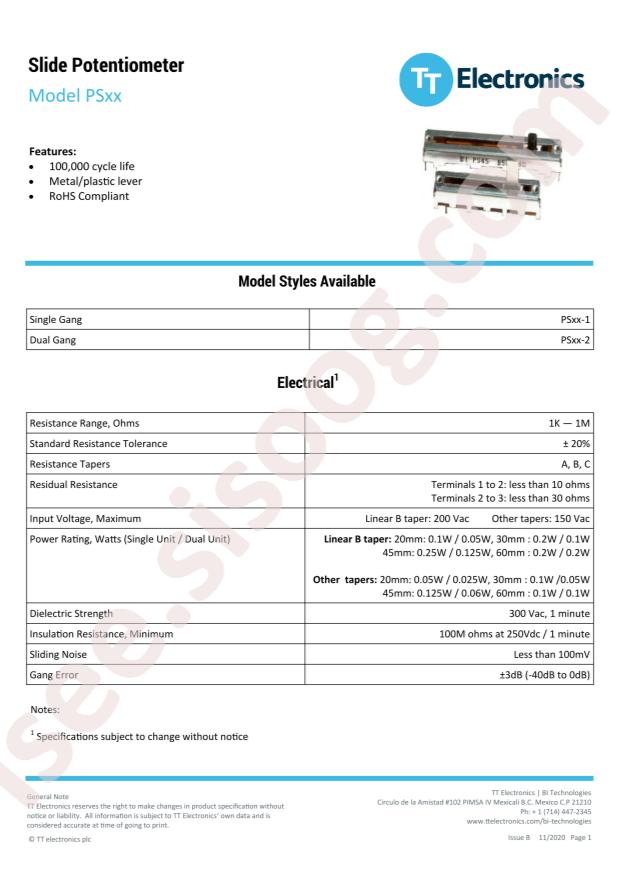 TT Electronics PS20-11MC3BR10K