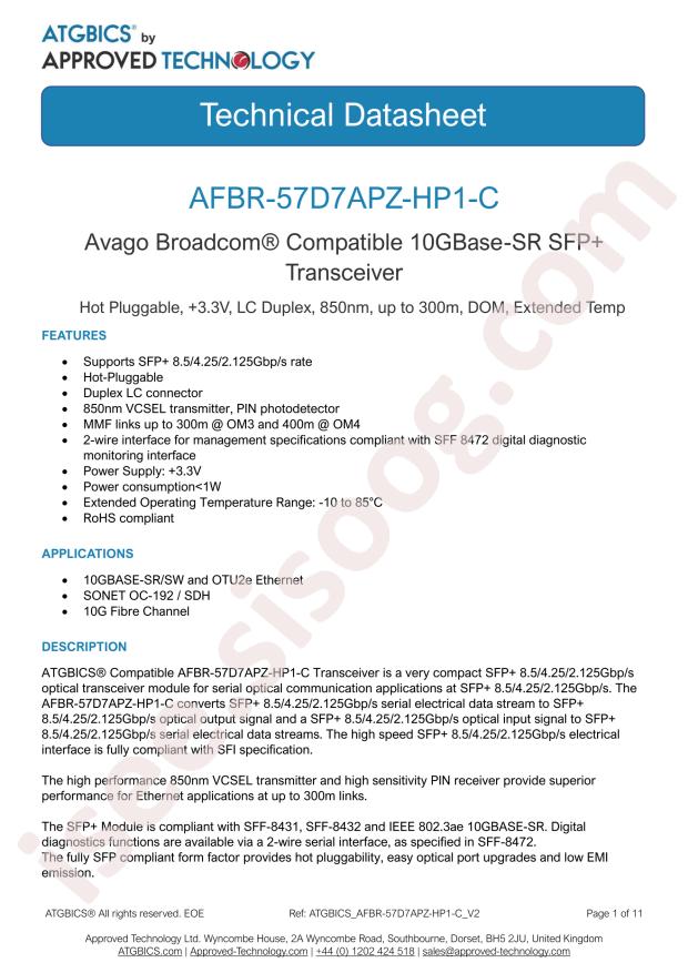 ATGBICS by Approved Technology Ltd AFBR-57D7APZ-HP1-C