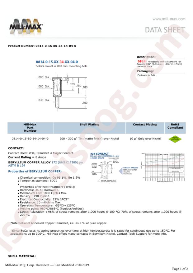 Mill-Max Mfg. Corp. 0814-0-15-80-34-14-04-0