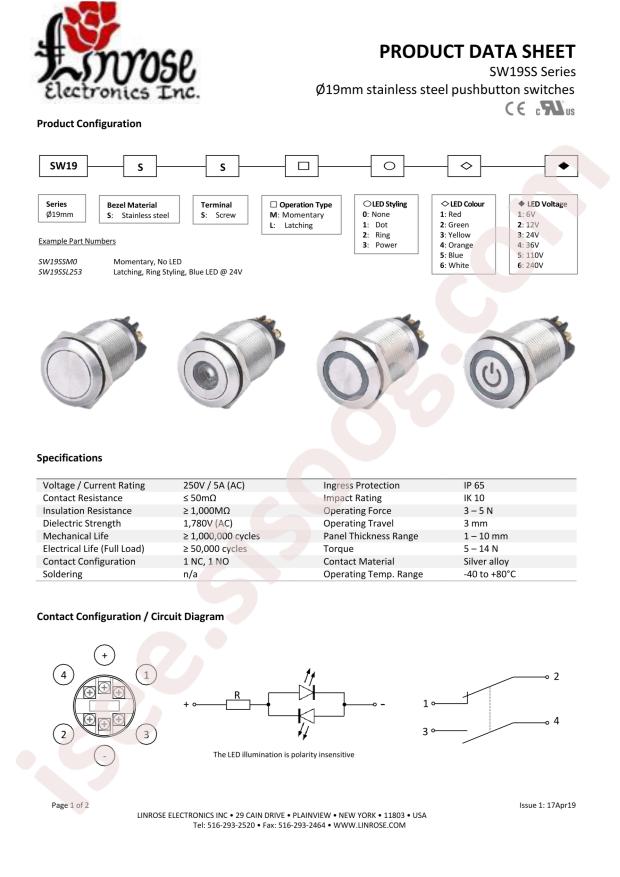LINROSE ELECTRONICS SW19SSL322