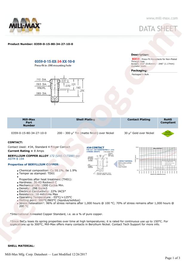 Mill-Max Mfg. Corp. 0359-0-15-80-34-27-10-0