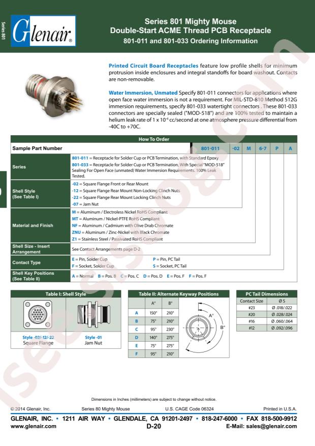 Glenair 801-011-07ZNU13-37PA