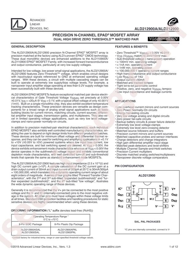 Advanced Linear Devices ALD212900PAL