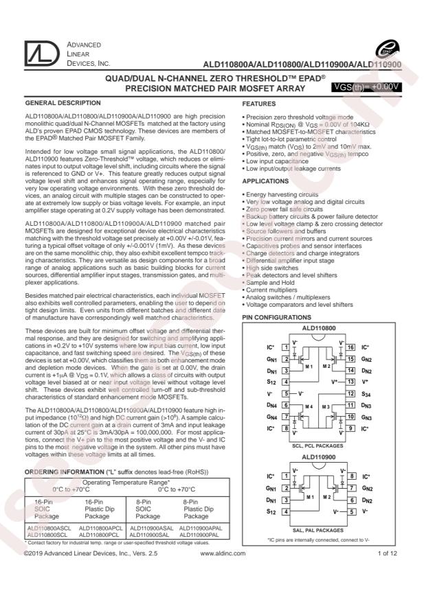 Advanced Linear Devices ALD110900PAL