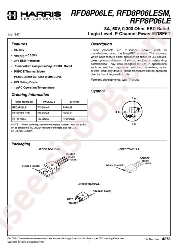 onsemi RFD8P06LE