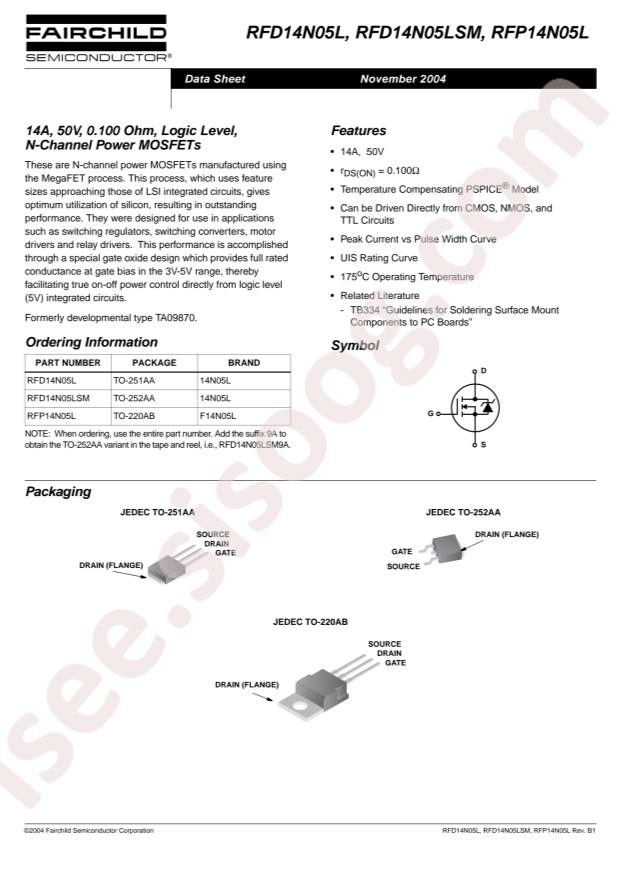 onsemi RFD14N05L_NL