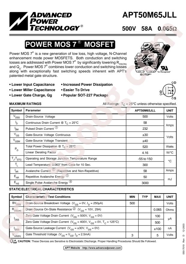 MICROCHIP APT50M65JLL