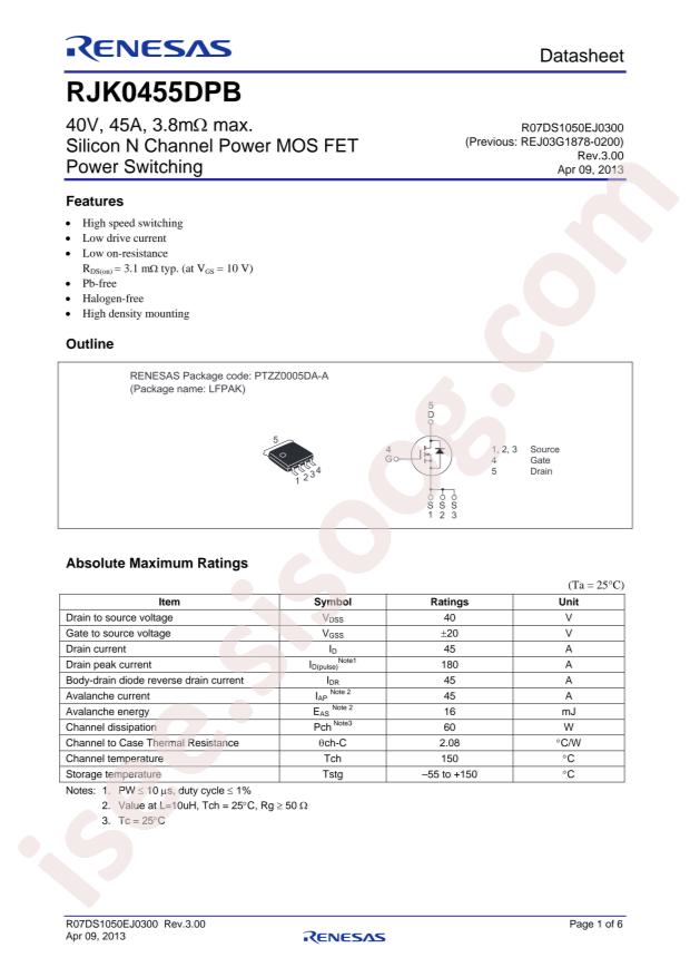 RENESAS RJK0455DPB-00#J5