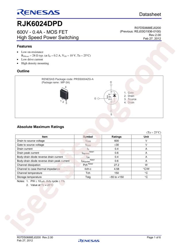 RENESAS RJK6024DPD-00#J2
