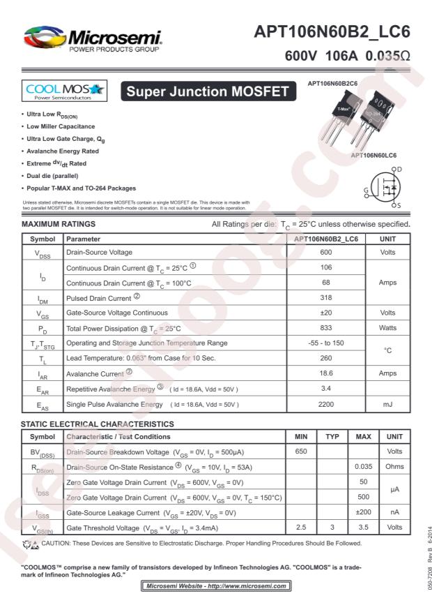 MICROCHIP APT77N60SC6/TR